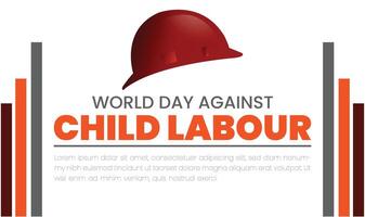 World day against Child Labor. Let's bring child labor down. Kids working on one side and on another side kids win the cup vector