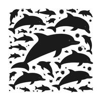 linda delfines en varios poses dibujos animados ilustración blanco antecedentes vector