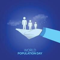 mundo población día creativo anuncios diseño.mundo población día 11 de julio , 3d ilustración vector