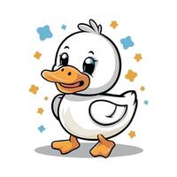 Cute duck isolated on white background, collection of birds, illustration of mallard, domestic and mandarin ducks vector