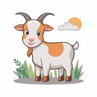 A white goat cartoon character illustration vector