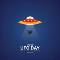 World ufo day creative ads.World ufo day design, july 2, illustration on night galaxy gradient color background design vector