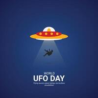 World ufo day creative ads.World ufo day design, july 2, illustration on night galaxy gradient color background design vector