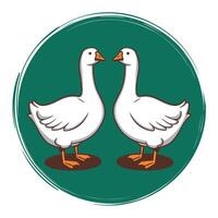 Set of cute white goose. goose illustration white background vector