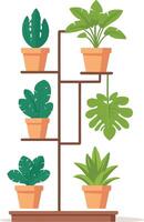 casa plantas hogar decoración ilustración colocar. dibujos animados en conserva verde plantas flores recopilación, plantas de interior en arcilla maceta, colgando decorativo vector