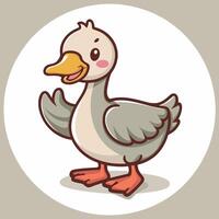 Set of cute white goose. goose illustration white background vector