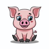 Big fat pig. illustration of big fat pig isolated on white background. Flat style, vector