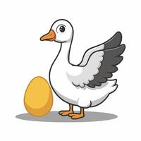 Set of cute white goose. goose illustration white background vector