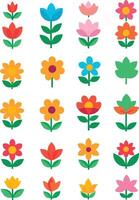 Simple Abstract hand drawn various shapes and flat flower. Nature flowers and Leaves illustration on white background vector