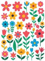 sencillo resumen mano dibujado varios formas y plano flor. naturaleza flores y hojas ilustración en blanco antecedentes vector