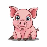 Big fat pig. illustration of big fat pig isolated on white background. Flat style, vector