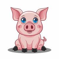 Big fat pig. illustration of big fat pig isolated on white background. Flat style, vector