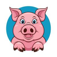Big fat pig. illustration of big fat pig isolated on white background. Flat style, vector
