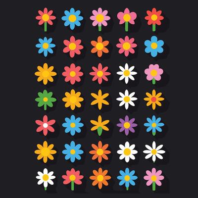 Simple Abstract hand drawn various shapes and flat flower. Nature flowers and Leaves illustration on white background