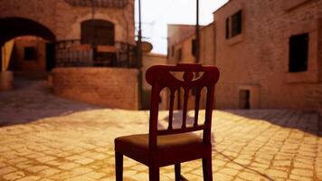 Red Chair on Cobblestone Street video