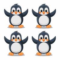 A penguin bird cute happy cartoon wildlife mascot character white background vector