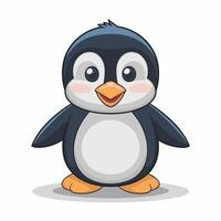 A penguin bird cute happy cartoon wildlife mascot character white background vector