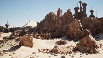 woestijn tafereel met rotsen en berg video