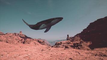 Whale Soaring Over Mars-Like Terrain video