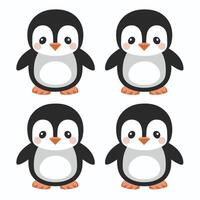 un pingüino pájaro linda contento dibujos animados fauna silvestre mascota personaje blanco antecedentes vector