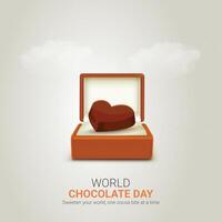 mundo chocolate día creativo anuncios diseño. mundo chocolate día, julio 7, chocolate antecedentes 3d ilustración. vector