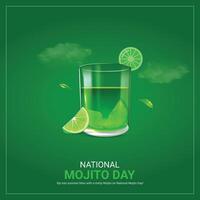 nacional mojito día creativo anuncios diseño. nacional mojito día, julio 11, 3d ilustración vector