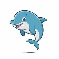 Cute dolphins in various poses cartoon illustration white background vector