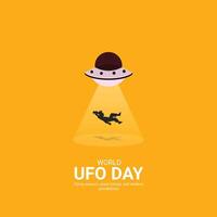 World ufo day creative ads.World ufo day design, july 2, illustration on night galaxy gradient color background design vector