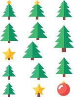 Simple pine flat tree illustration on white background vector