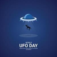 World ufo day creative ads.World ufo day design, july 2, illustration on night galaxy gradient color background design vector