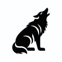 Wolf , printable collection, howling wolf, three wolves on rock, wild animal, courage and bravery symbol, icon drawing black, white background vector