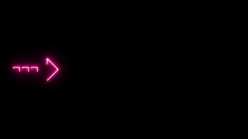 raggiante neon frecce icona sciabola animazione. freccia ciclo continuo animazione. video