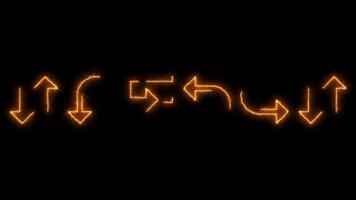 brilhando néon Setas; flechas ícone sabre animação. seta ciclo animação. video