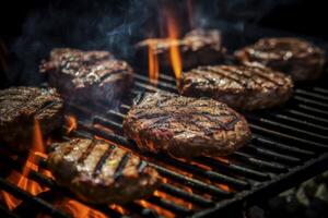 perfectamente A la parrilla carne comida composición exhibiendo sus jugoso y delicioso textura foto