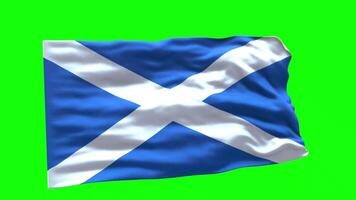 Scotland Flag 3d render waving animation motion graphic isolated on green screen background video