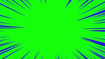 Blue color anime speed lines loop animation overlay effect on green screen background video