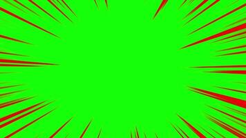 Red color anime speed lines loop animation overlay effect on green screen background video