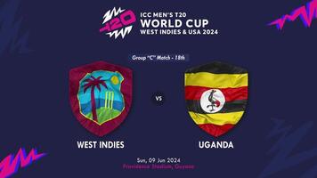 Uganda and West Indies Match in ICC Men's T20 Cricket Worldcup West Indies and United States 2024, Intro 3D Rendering video