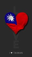 Taiwan Heart Shape Flag Seamless Looped Love Vertical Status, 3D Rendering video