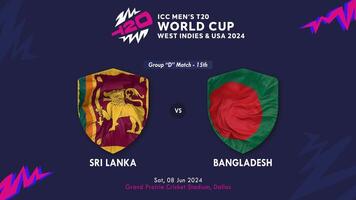 Bangladesh y sri lanka partido en icc de los hombres t20 Grillo Copa Mundial Oeste indies y unido estados 2024, introducción 3d representación video
