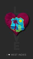 cricket väst indies, cwi hjärta form flagga sömlös looped kärlek vertikal status, 3d tolkning video