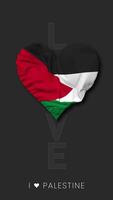 Palestine Heart Shape Flag Seamless Looped Love Vertical Status, 3D Rendering video