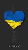 Ukraine Heart Shape Flag Seamless Looped Love Vertical Status, 3D Rendering video