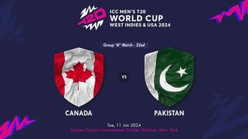 Canada contre Pakistan rencontre dans CCI Pour des hommes t20 criquet Coupe du monde Ouest indes et uni États 2024, intro 3d le rendu video