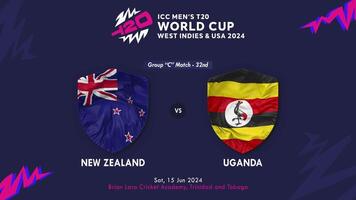 Uganda vs New Zealand Match in ICC Men's T20 Cricket Worldcup West Indies and United States 2024, Intro 3D Rendering video