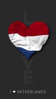 Netherlands Heart Shape Flag Seamless Looped Love Vertical Status, 3D Rendering video