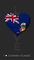 Cayman Islands Heart Shape Flag Seamless Looped Love Vertical Status, 3D Rendering video