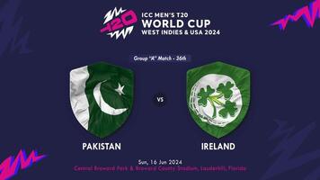 Pakistan vs Irlanda incontro nel icc Uomini t20 cricket Coppa del Mondo ovest indie e unito stati 2024, intro 3d interpretazione video