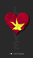 Vietnam Heart Shape Flag Seamless Looped Love Vertical Status, 3D Rendering video