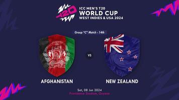 New Zealand vs Afghanistan Match in ICC Men's T20 Cricket Worldcup West Indies and United States 2024, Intro 3D Rendering video